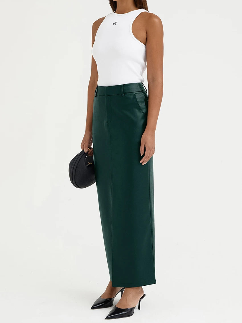 Donvan חצאית ארוכה דמוי עור